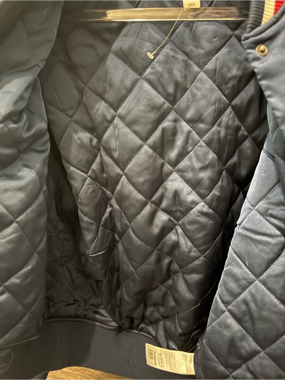 Maeve Floral Quilted Bomber Jacket in Navy & White - Picture 8 of 15